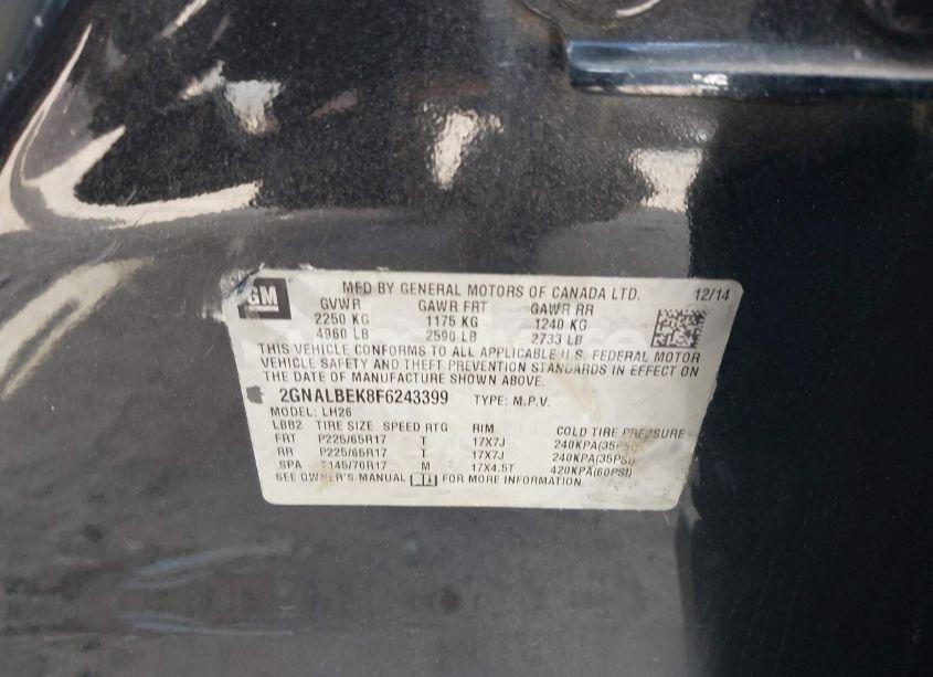 Photo 9 of 2015 Chevrolet Equinox 1LT (VIN 2GNALBEK8F6243399)