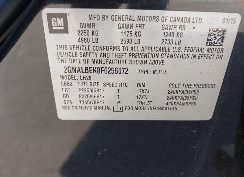 Photo 9 of 2015 Chevrolet Equinox 1LT (VIN 2GNALBEK8F6256072)