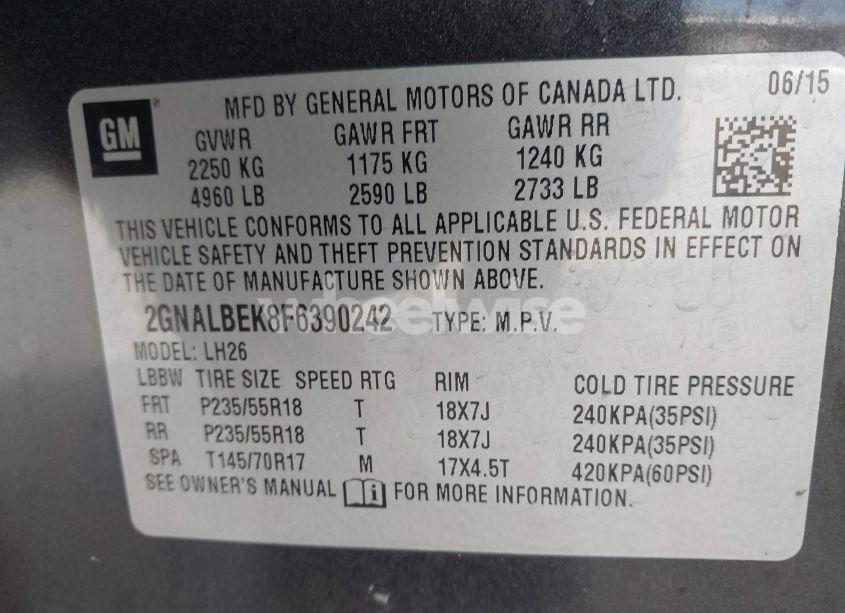 Photo 9 of 2015 Chevrolet Equinox 1LT (VIN 2GNALBEK8F6390242)