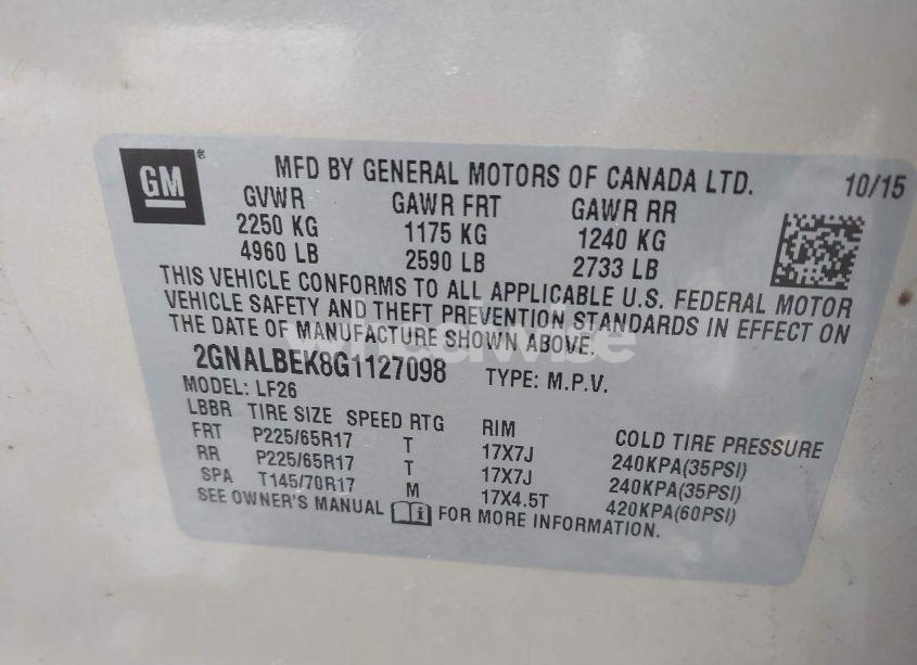 Photo 9 of 2016 Chevrolet Equinox LS (VIN 2GNALBEK8G1127098)