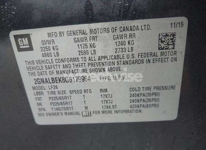 Photo 9 of 2016 Chevrolet Equinox LS (VIN 2GNALBEK8G6179964)