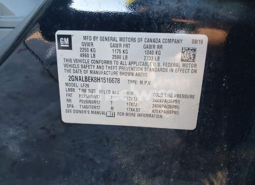 Photo 9 of 2017 Chevrolet Equinox LS (VIN 2GNALBEK8H1516678)