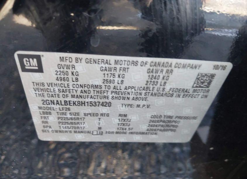 Photo 9 of 2017 Chevrolet Equinox LS (VIN 2GNALBEK8H1537420)