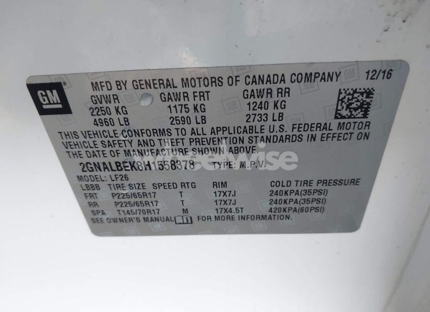 Photo 9 of 2017 Chevrolet Equinox LS (VIN 2GNALBEK8H1558378)