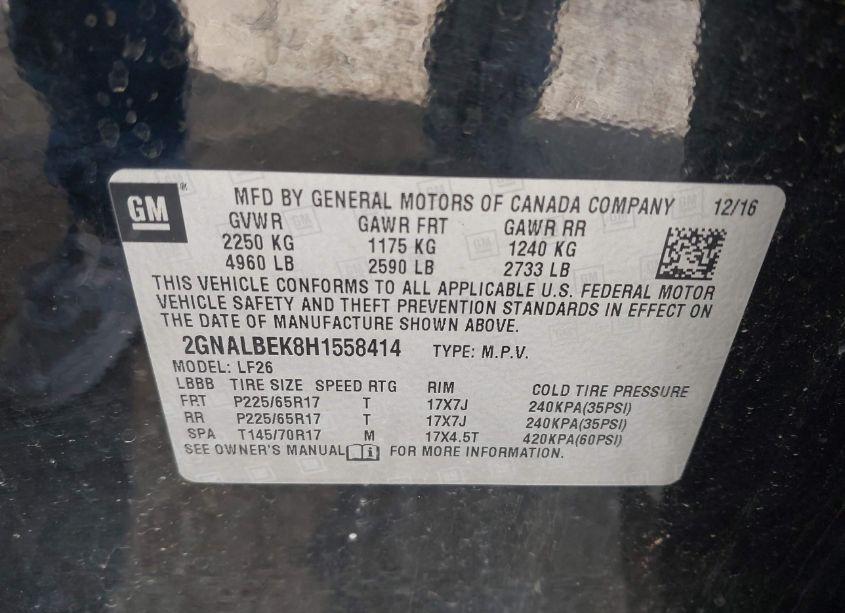 Photo 9 of 2017 Chevrolet Equinox LS (VIN 2GNALBEK8H1558414)