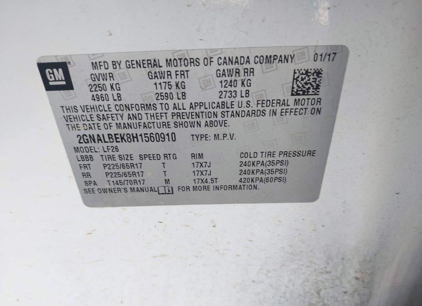 Photo 9 of 2017 Chevrolet Equinox LS (VIN 2GNALBEK8H1560910)