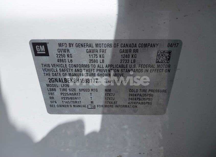 Photo 9 of 2017 Chevrolet Equinox LS (VIN 2GNALBEK8H1593177)