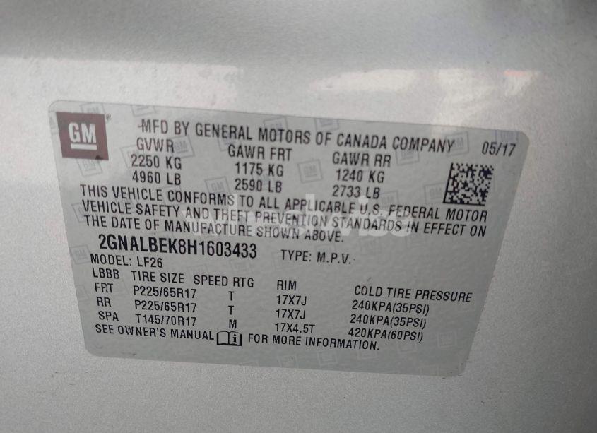 Photo 9 of 2017 Chevrolet Equinox LS (VIN 2GNALBEK8H1603433)