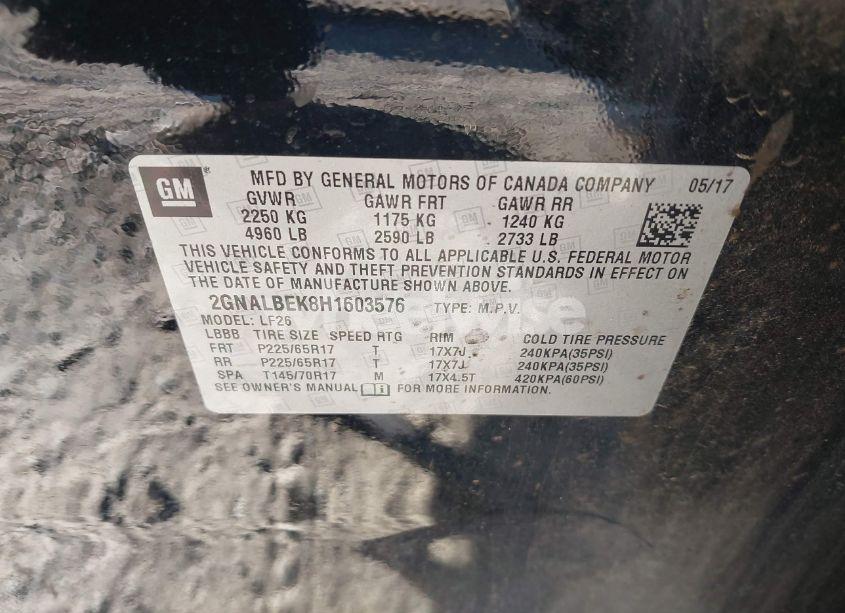 Photo 9 of 2017 Chevrolet Equinox LS (VIN 2GNALBEK8H1603576)