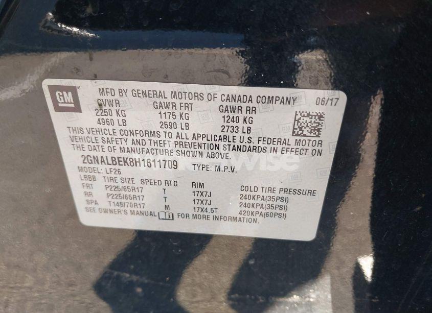 Photo 9 of 2017 Chevrolet Equinox LS (VIN 2GNALBEK8H1611709)