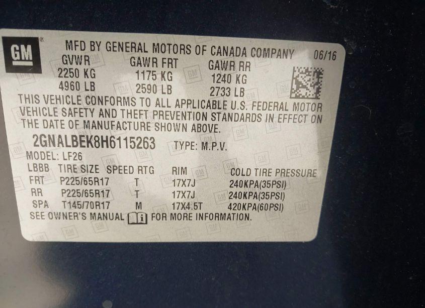 Photo 9 of 2017 Chevrolet Equinox LS (VIN 2GNALBEK8H6115263)