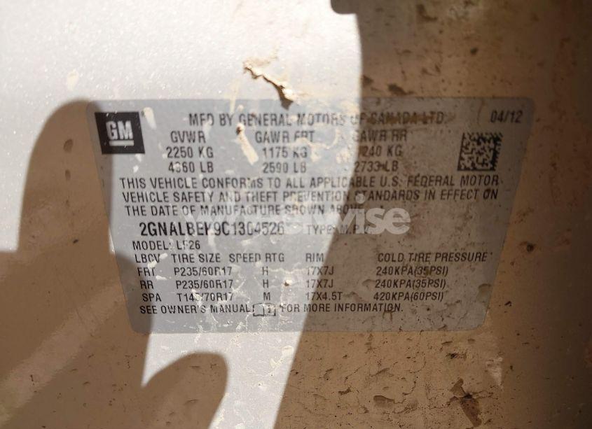 Photo 9 of 2012 Chevrolet Equinox LS (VIN 2GNALBEK9C1304526)