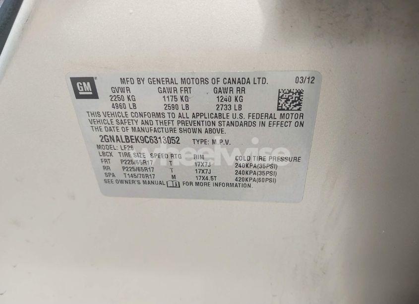 Photo 9 of 2012 Chevrolet Equinox LS (VIN 2GNALBEK9C6313052)