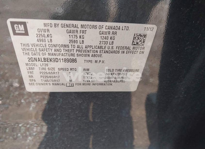 Photo 9 of 2013 Chevrolet Equinox LS (VIN 2GNALBEK9D1189086)