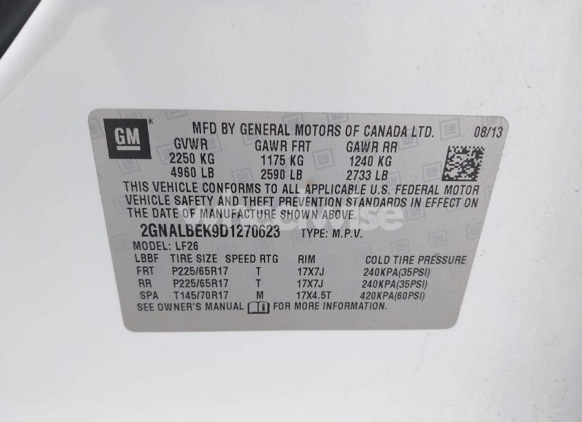 Photo 9 of 2013 Chevrolet Equinox LS (VIN 2GNALBEK9D1270623)