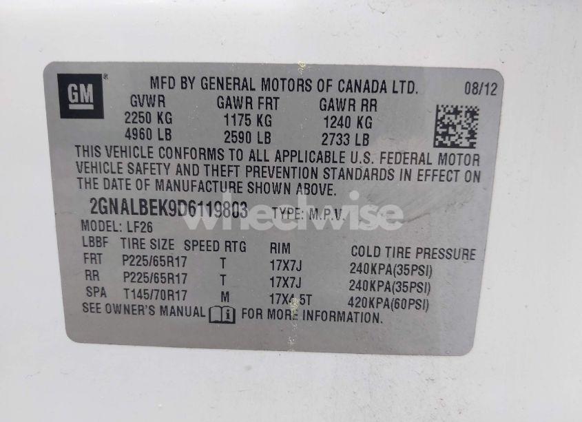Photo 9 of 2013 Chevrolet Equinox LS (VIN 2GNALBEK9D6119803)