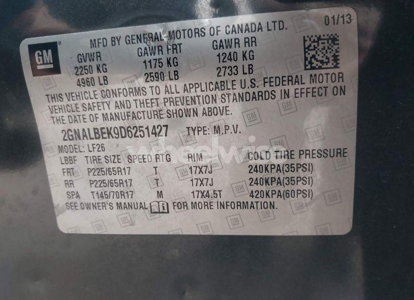 Photo 9 of 2013 Chevrolet Equinox LS (VIN 2GNALBEK9D6251427)