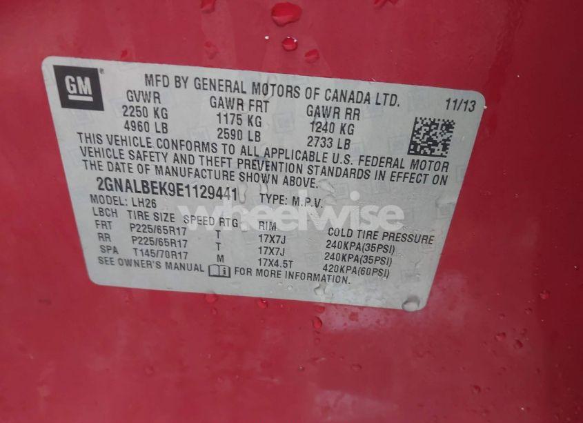 Photo 9 of 2014 Chevrolet Equinox 1LT (VIN 2GNALBEK9E1129441)