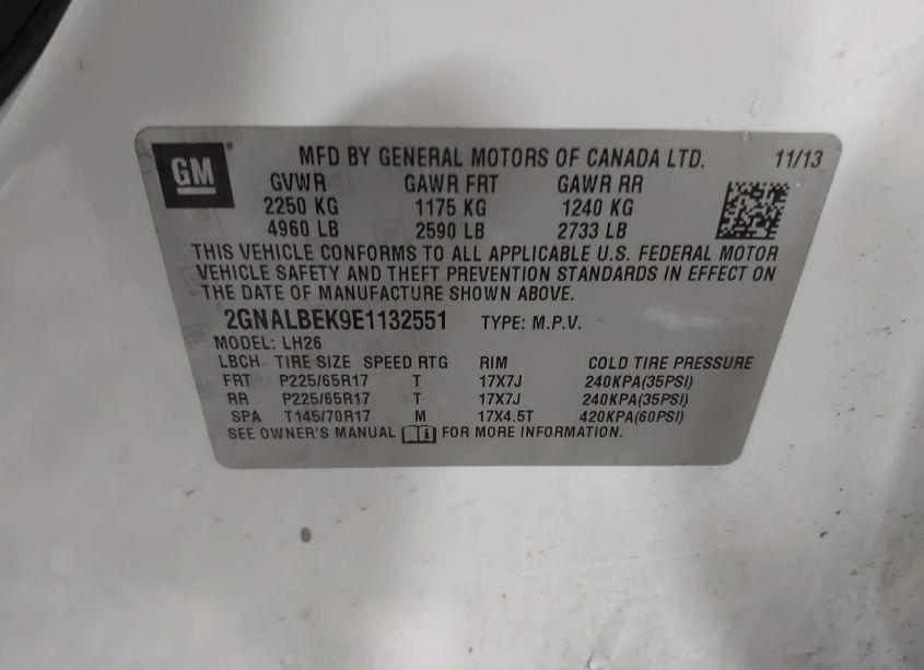 Photo 9 of 2014 Chevrolet Equinox 1LT (VIN 2GNALBEK9E1132551)