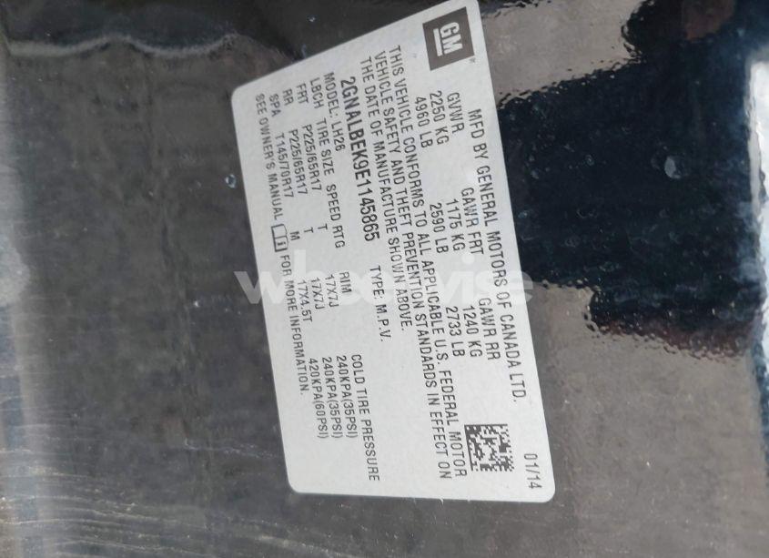 Photo 9 of 2014 Chevrolet Equinox 1LT (VIN 2GNALBEK9E1145865)