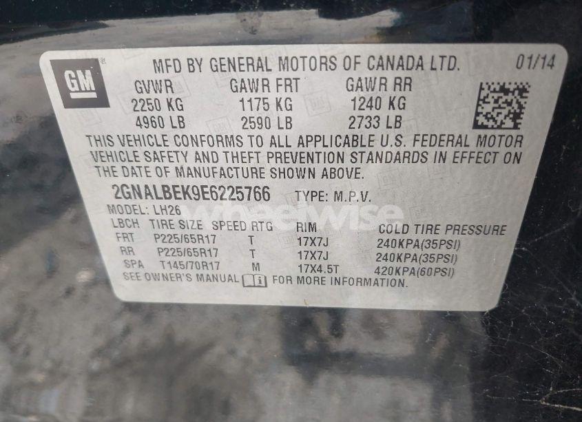 Photo 9 of 2014 Chevrolet Equinox 1LT (VIN 2GNALBEK9E6225766)