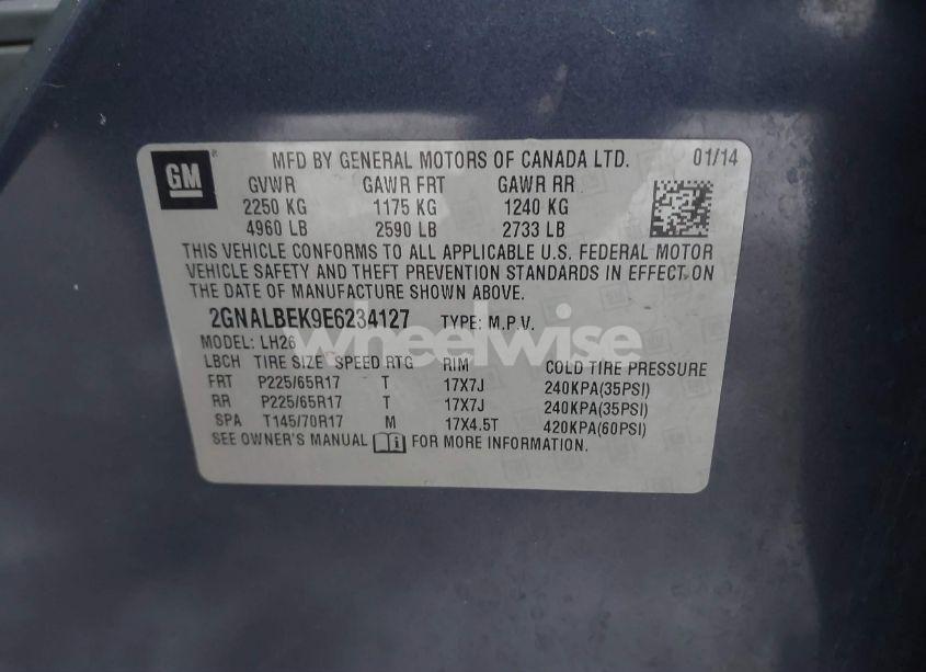 Photo 9 of 2014 Chevrolet Equinox 1LT (VIN 2GNALBEK9E6234127)