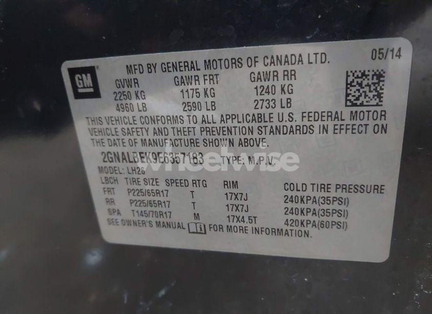 Photo 9 of 2014 Chevrolet Equinox 1LT (VIN 2GNALBEK9E6357183)