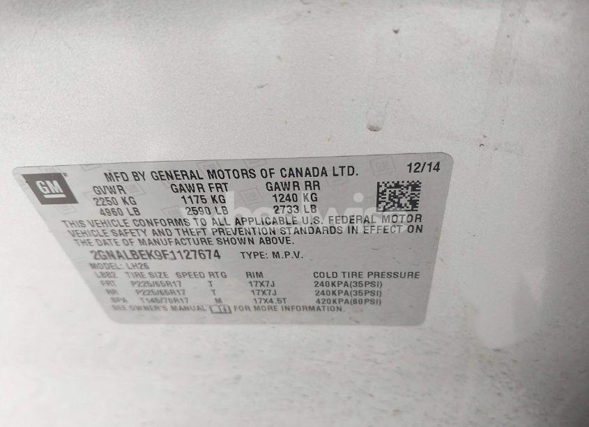 Photo 9 of 2015 Chevrolet Equinox 1LT (VIN 2GNALBEK9F1127674)