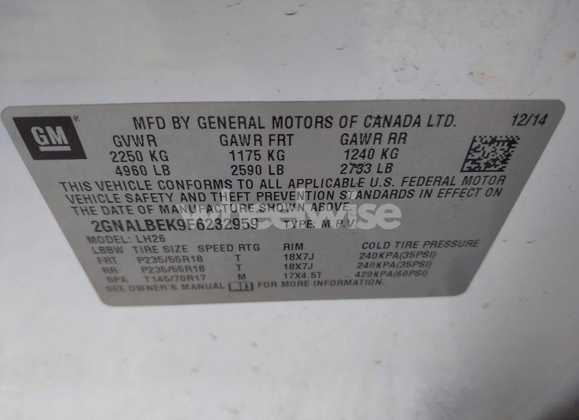 Photo 9 of 2015 Chevrolet Equinox 1LT (VIN 2GNALBEK9F6232959)