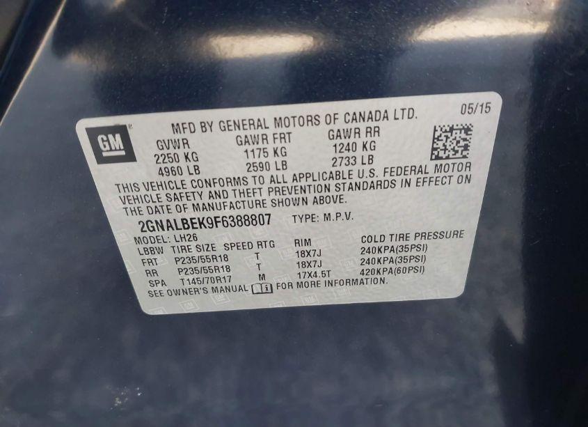 Photo 9 of 2015 Chevrolet Equinox 1LT (VIN 2GNALBEK9F6388807)