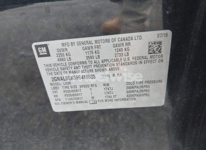 Photo 9 of 2015 Chevrolet Equinox 1LT (VIN 2GNALBEK9F6418808)