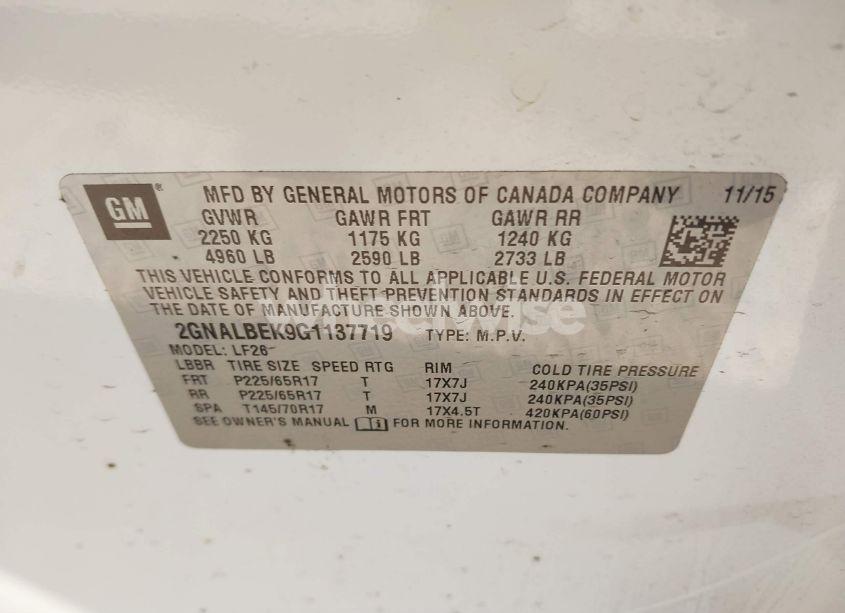 Photo 9 of 2016 Chevrolet Equinox LS (VIN 2GNALBEK9G1137719)