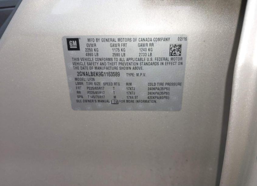 Photo 9 of 2016 Chevrolet Equinox LS (VIN 2GNALBEK9G1163589)