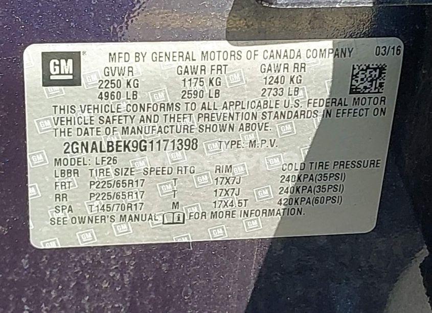 Photo 9 of 2016 Chevrolet Equinox LS (VIN 2GNALBEK9G1171398)