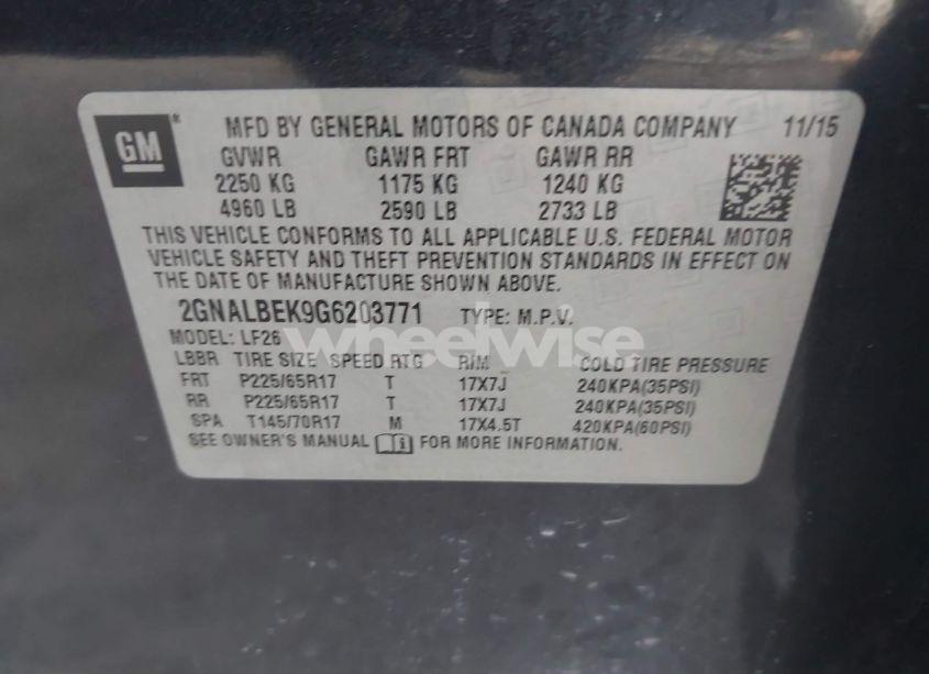 Photo 9 of 2016 Chevrolet Equinox LS (VIN 2GNALBEK9G6203771)