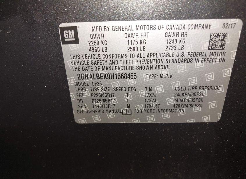 Photo 9 of 2017 Chevrolet Equinox LS (VIN 2GNALBEK9H1568465)