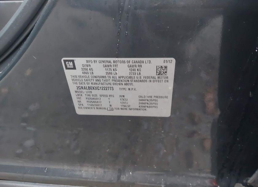Photo 9 of 2012 Chevrolet Equinox LS (VIN 2GNALBEKXC1222773)