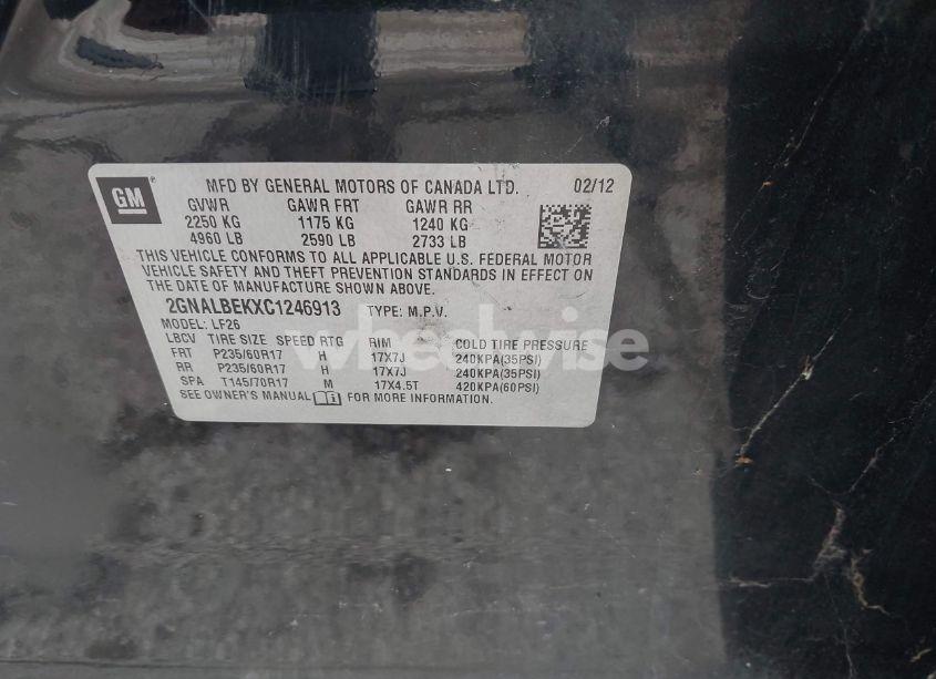 Photo 9 of 2012 Chevrolet Equinox LS (VIN 2GNALBEKXC1246913)