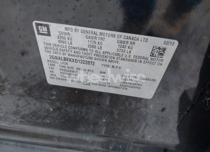 Photo 9 of 2013 Chevrolet Equinox LS (VIN 2GNALBEKXD1222872)