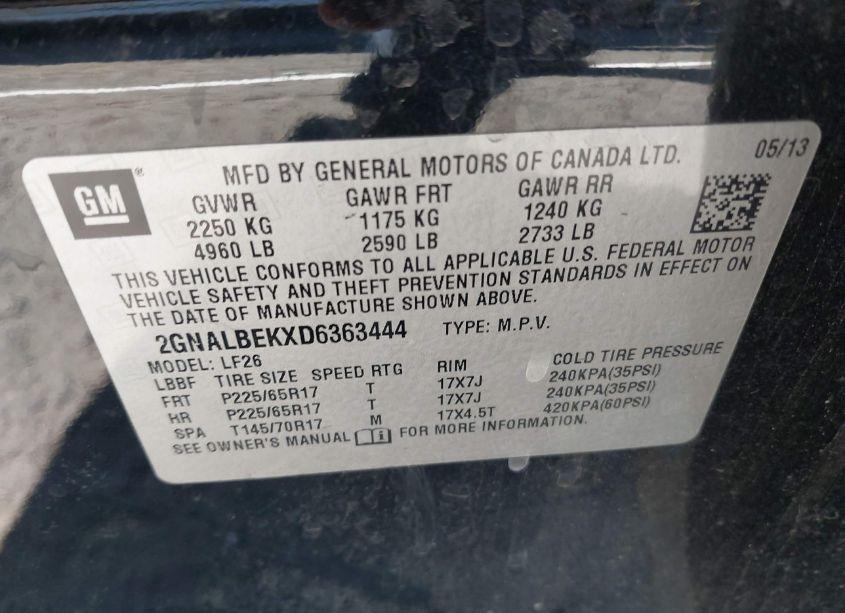 Photo 9 of 2013 Chevrolet Equinox LS (VIN 2GNALBEKXD6363444)