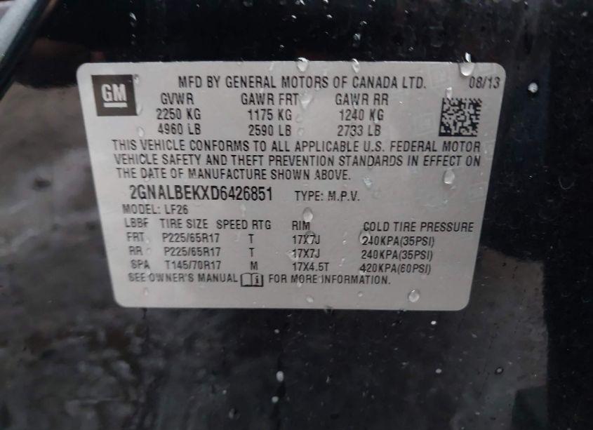 Photo 9 of 2013 Chevrolet Equinox LS (VIN 2GNALBEKXD6426851)