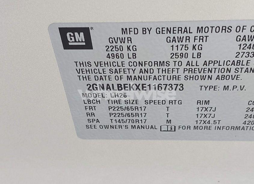 Photo 9 of 2014 Chevrolet Equinox 1LT (VIN 2GNALBEKXE1167373)