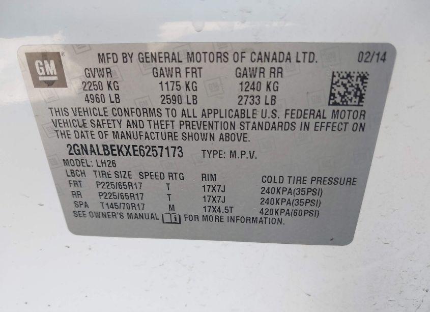 Photo 9 of 2014 Chevrolet Equinox 1LT (VIN 2GNALBEKXE6257173)