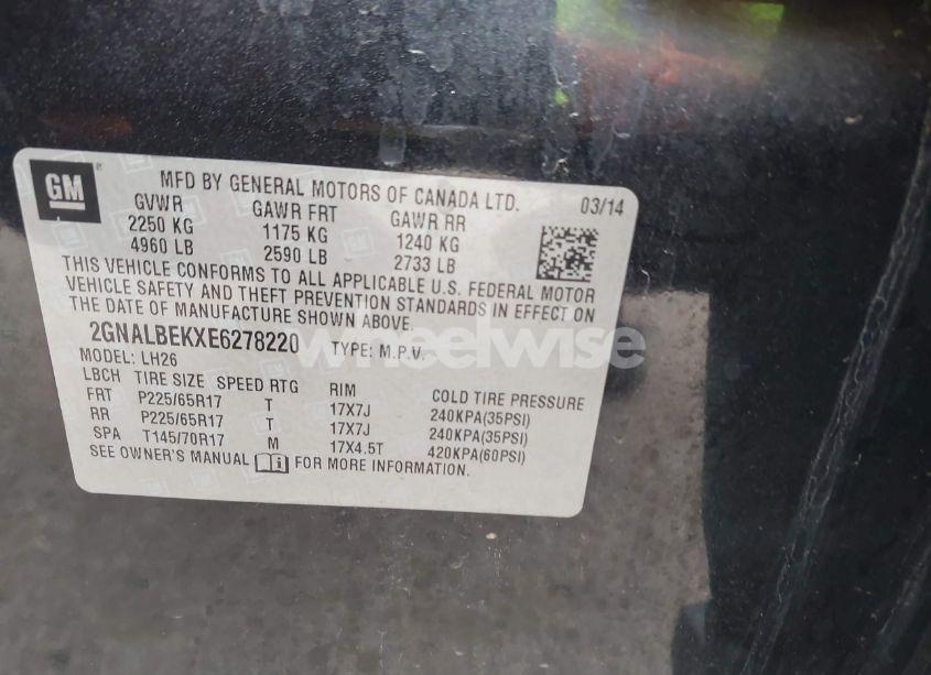 Photo 9 of 2014 Chevrolet Equinox 1LT (VIN 2GNALBEKXE6278220)