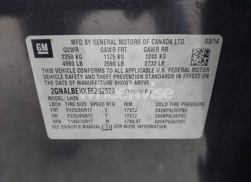 Photo 9 of 2014 Chevrolet Equinox 1LT (VIN 2GNALBEKXE6292523)