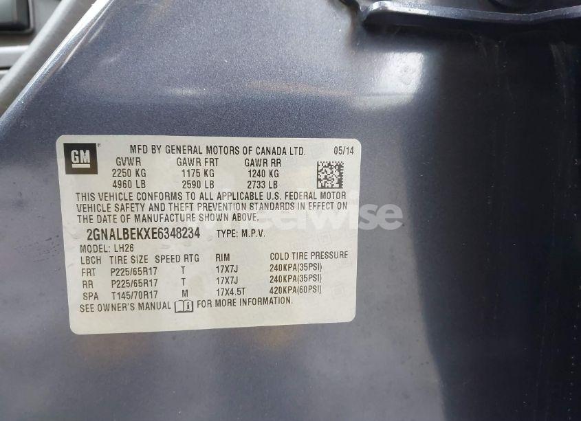 Photo 9 of 2014 Chevrolet Equinox 1LT (VIN 2GNALBEKXE6348234)