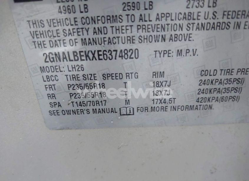 Photo 9 of 2014 Chevrolet Equinox 1LT (VIN 2GNALBEKXE6374820)