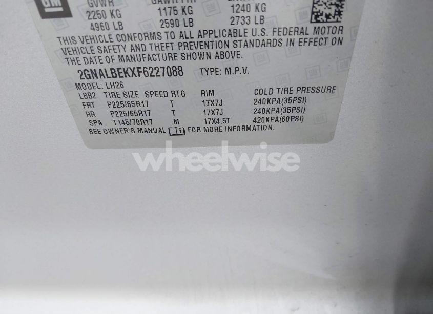 Photo 9 of 2015 Chevrolet Equinox 1LT (VIN 2GNALBEKXF6227088)