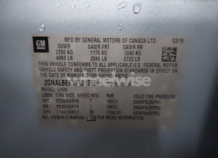 Photo 9 of 2015 Chevrolet Equinox 1LT (VIN 2GNALBEKXF6317650)