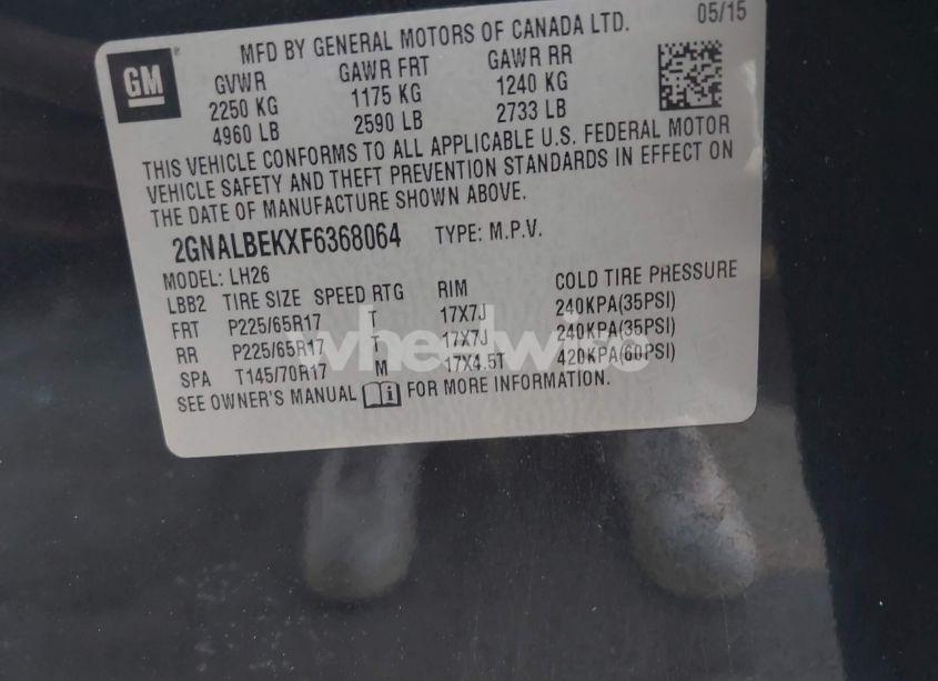 Photo 9 of 2015 Chevrolet Equinox 1LT (VIN 2GNALBEKXF6368064)